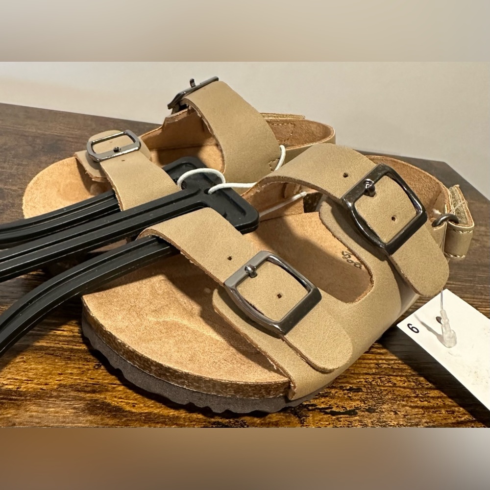 jumping beans Tan Double-Buckle Comfort Sandals for Kids